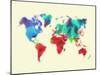 Dotted World Map 4-NaxArt-Mounted Art Print