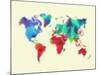 Dotted World Map 4-NaxArt-Mounted Art Print