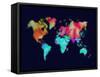 Dotted World Map 5-NaxArt-Framed Stretched Canvas