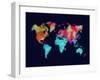 Dotted World Map 5-NaxArt-Framed Art Print