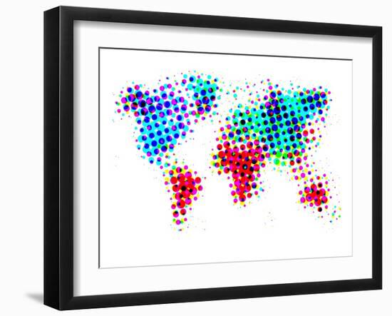Dotted World Map 6-NaxArt-Framed Art Print