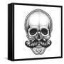 Dotwork Styled Skull with Moustache. Hand Drawn Illustration. T-Shirt Design.-Mr_Bachinsky-Framed Stretched Canvas
