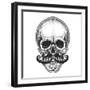 Dotwork Styled Skull with Moustache. Hand Drawn Illustration. T-Shirt Design.-Mr_Bachinsky-Framed Art Print