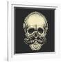 Dotwork Styled Skull with Moustache. Hand Drawn Illustration. T-Shirt Design.-Mr_Bachinsky-Framed Art Print