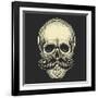 Dotwork Styled Skull with Moustache. Hand Drawn Illustration. T-Shirt Design.-Mr_Bachinsky-Framed Art Print