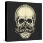 Dotwork Styled Skull with Moustache. Hand Drawn Illustration. T-Shirt Design.-Mr_Bachinsky-Stretched Canvas