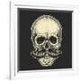 Dotwork Styled Skull with Moustache. Hand Drawn Illustration. T-Shirt Design.-Mr_Bachinsky-Framed Art Print