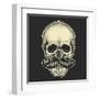 Dotwork Styled Skull with Moustache. Hand Drawn Illustration. T-Shirt Design.-Mr_Bachinsky-Framed Art Print