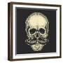 Dotwork Styled Skull with Moustache. Hand Drawn Illustration. T-Shirt Design.-Mr_Bachinsky-Framed Art Print