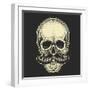 Dotwork Styled Skull with Moustache. Hand Drawn Illustration. T-Shirt Design.-Mr_Bachinsky-Framed Art Print