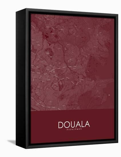 Douala, Cameroon Red Map-null-Framed Stretched Canvas