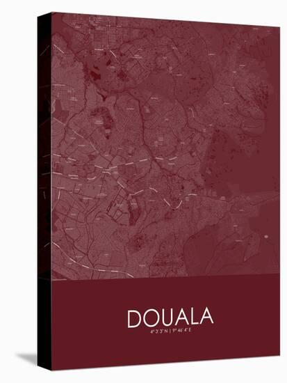 Douala, Cameroon Red Map-null-Stretched Canvas
