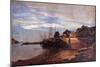 Douarnenez, Port Ru, Boats, 1867 (Oil on Canvas)-Emmanuel Lansyer-Mounted Giclee Print