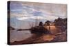 Douarnenez, Port Ru, Boats, 1867 (Oil on Canvas)-Emmanuel Lansyer-Stretched Canvas