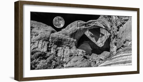 Double Arch with Moon at Arches National Park, Moab, Utah, USA-null-Framed Photographic Print