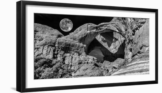 Double Arch with Moon at Arches National Park, Moab, Utah, USA-null-Framed Photographic Print
