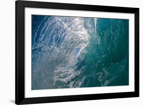 Double Barrel-Water shot of a tubing wave off an Australian beach-Mark A Johnson-Framed Photographic Print