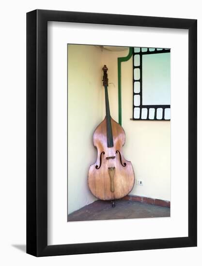 Double Bass in Restaurant, Vinales, Pinar Del Rio Province, Cuba, West Indies, Central America-Lee Frost-Framed Photographic Print