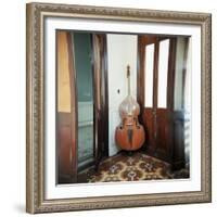 Double Bass Propped Against a Wall, Cienfuegos, Cuba, West Indies, Central America-Lee Frost-Framed Photographic Print