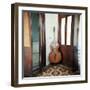 Double Bass Propped Against a Wall, Cienfuegos, Cuba, West Indies, Central America-Lee Frost-Framed Photographic Print