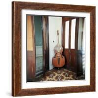 Double Bass Propped Against a Wall, Cienfuegos, Cuba, West Indies, Central America-Lee Frost-Framed Photographic Print