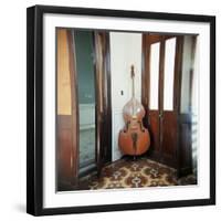 Double Bass Propped Against a Wall, Cienfuegos, Cuba, West Indies, Central America-Lee Frost-Framed Photographic Print