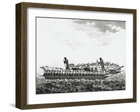 Double Canoe of New Caledonian Natives-null-Framed Giclee Print