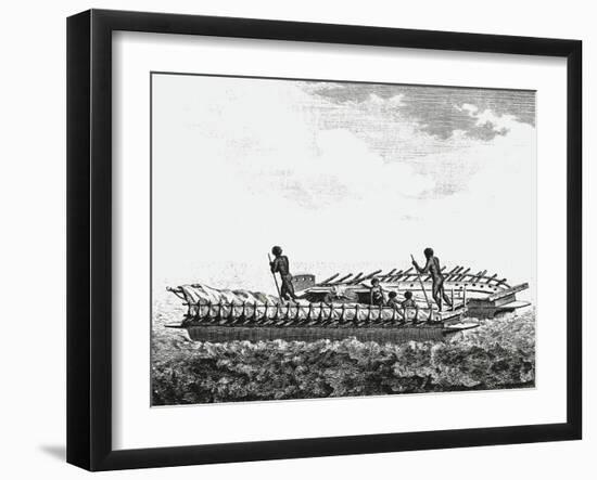 Double Canoe of New Caledonian Natives-null-Framed Giclee Print