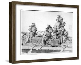 Double Canoe with Oarsmen, Hawaii, 18th Century-John Webber-Framed Giclee Print