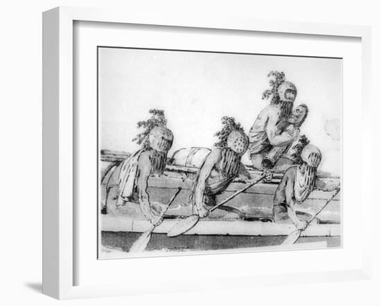 Double Canoe with Oarsmen, Hawaii, 18th Century-John Webber-Framed Giclee Print