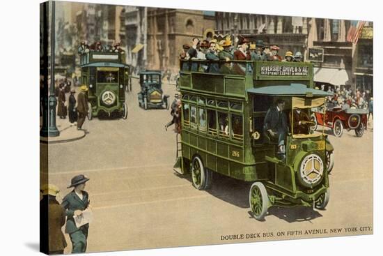 Double Deck Bus, Fifth Ave., New York City-null-Stretched Canvas