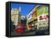 Double Decker Bus and Advertisements, Piccadilly Circus, London, England, UK-Roy Rainford-Framed Stretched Canvas