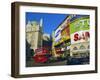 Double Decker Bus and Advertisements, Piccadilly Circus, London, England, UK-Roy Rainford-Framed Photographic Print