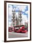 Double-Decker Buses Passing by a Cathedral, Westminster Abbey, City of Westminster, London, England-null-Framed Photographic Print