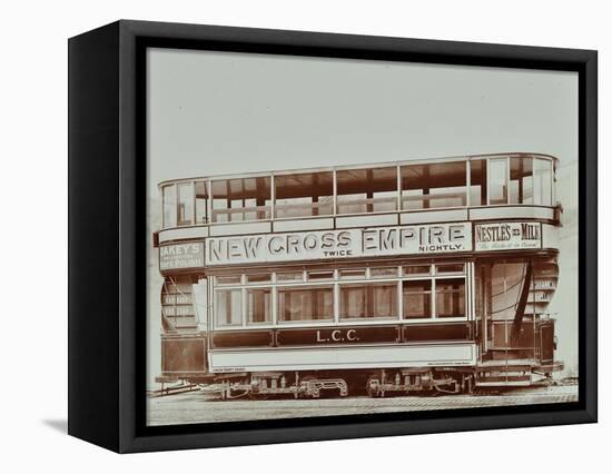 Double-Decker Electric Tram with Advertisement for the New Cross Empire, 1907-null-Framed Stretched Canvas