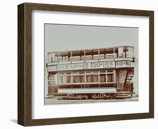 Double-Decker Electric Tram with Advertisement for the New Cross Empire, 1907-null-Framed Photographic Print