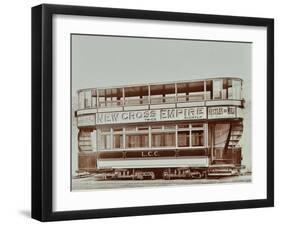 Double-Decker Electric Tram with Advertisement for the New Cross Empire, 1907-null-Framed Premium Photographic Print