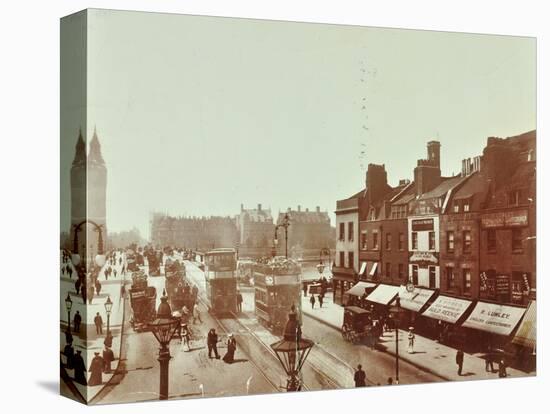 Double-Decker Electric Trams on Westminster Bridge, London, 1906-null-Stretched Canvas