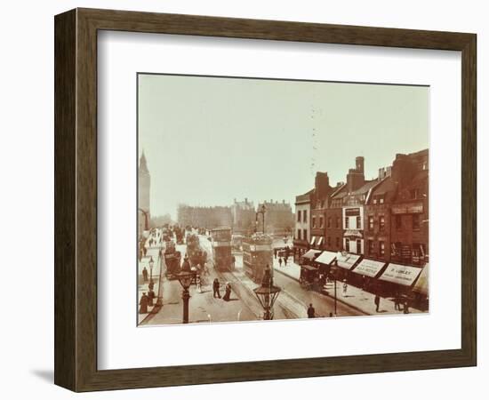 Double-Decker Electric Trams on Westminster Bridge, London, 1906-null-Framed Photographic Print