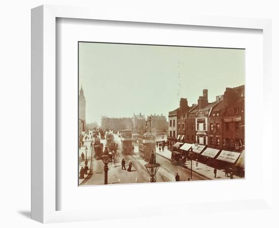 Double-Decker Electric Trams on Westminster Bridge, London, 1906-null-Framed Photographic Print