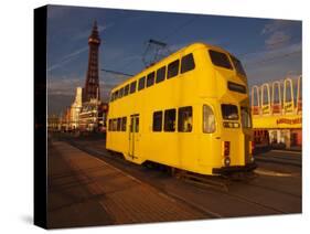 Double Decker Tram and Blackpool Tower, Blackpool Lancashire, England, United Kingdom, Europe-null-Stretched Canvas