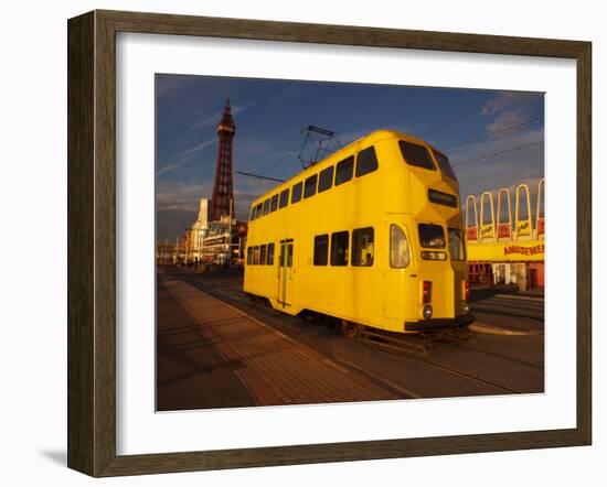 Double Decker Tram and Blackpool Tower, Blackpool Lancashire, England, United Kingdom, Europe-null-Framed Photographic Print