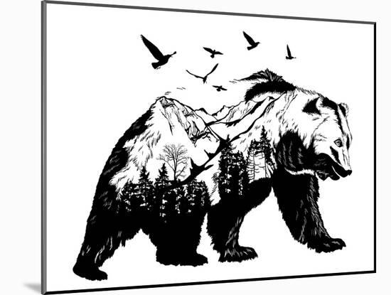 Double Exposure - Bear-Mirifada-Mounted Art Print