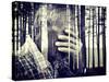 Double Exposure of Desperate Senior Man Suffering and Covering Face with Hands in Deep Depression,-zurijeta-Stretched Canvas