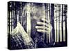 Double Exposure of Desperate Senior Man Suffering and Covering Face with Hands in Deep Depression,-zurijeta-Stretched Canvas