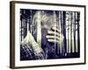 Double Exposure of Desperate Senior Man Suffering and Covering Face with Hands in Deep Depression,-zurijeta-Framed Photographic Print