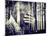 Double Exposure of Desperate Senior Man Suffering and Covering Face with Hands in Deep Depression,-zurijeta-Mounted Photographic Print