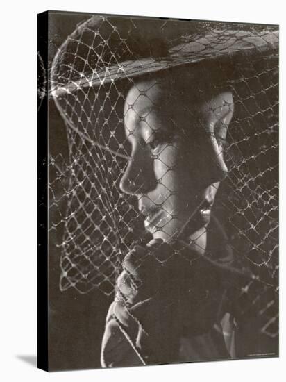 Double Exposure of Model Wearing Hat with Heavy Face Veil, c.1946-Gjon Mili-Stretched Canvas