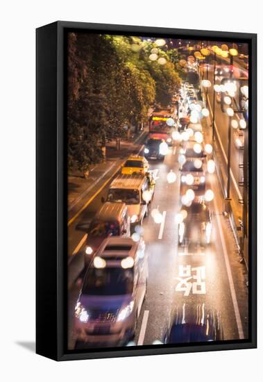 Double Exposure of Night Traffic Scene-victorn-Framed Stretched Canvas