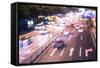 Double Exposure of Night Traffic Scene-victorn-Framed Stretched Canvas